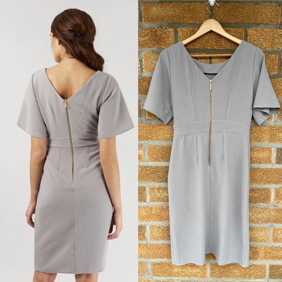 Closet London GRAY KIMONO WRAP DRESS 8 - Picture 2 of 8